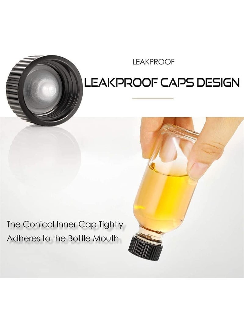 CLENEA 8 Pcs Clear Glass Bottle with Cap, Boston Round Sample Glass Bottle, 60 ML Small Glass Bottles, with 3 Stainless Steel Funnels, No Leakage, for Juice, Ginger Juice, Oil, Liquid - Image 4